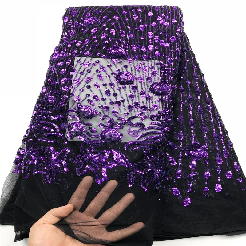 

French Net Lace Fabric 2019 High quality Latest African Lace Fabric With Embroidery Mesh Tulle Lace Fabric CHYF1 (7)
