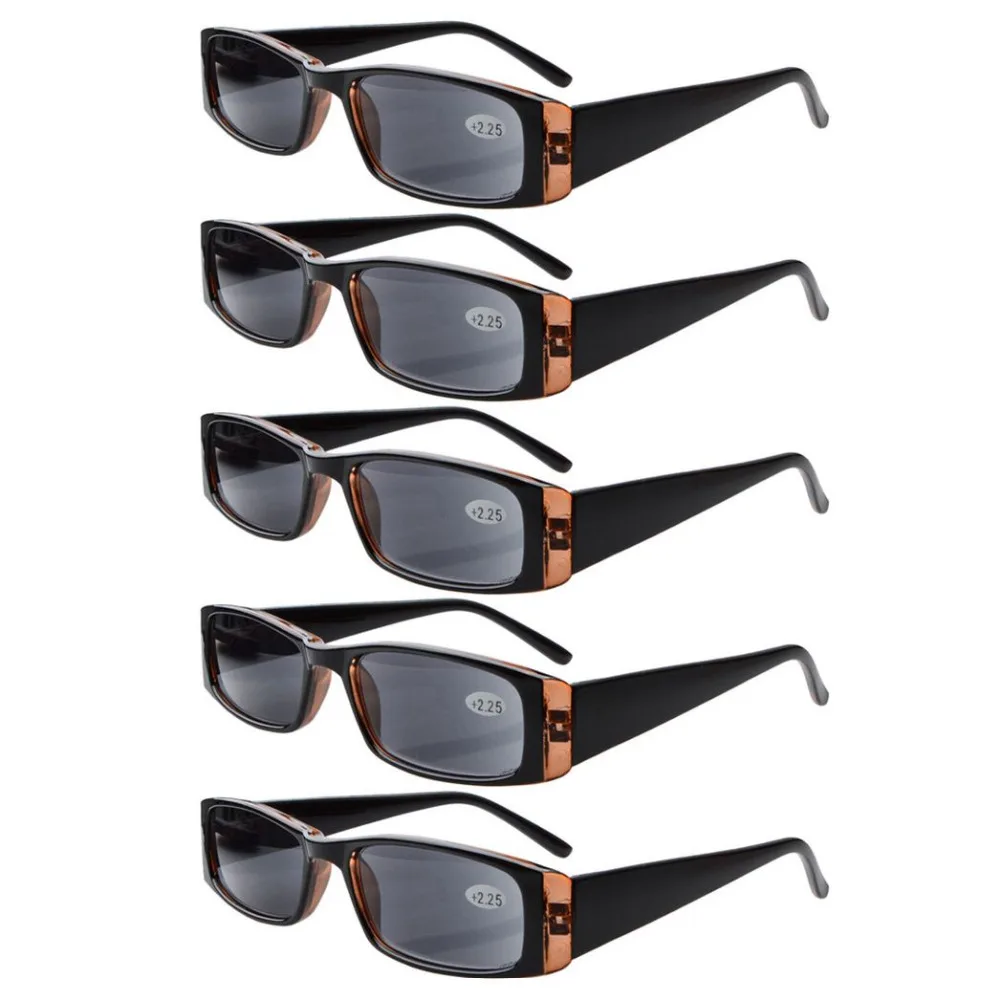 5 pcs Grey Lens R006 Eyekepper 5-Pack пружинные петли прямоугольные очки для чтения и очки для чтения солнцезащитные очки+ 0,00-+ 4,00 - Цвет оправы: 5 pcs Grey Lens