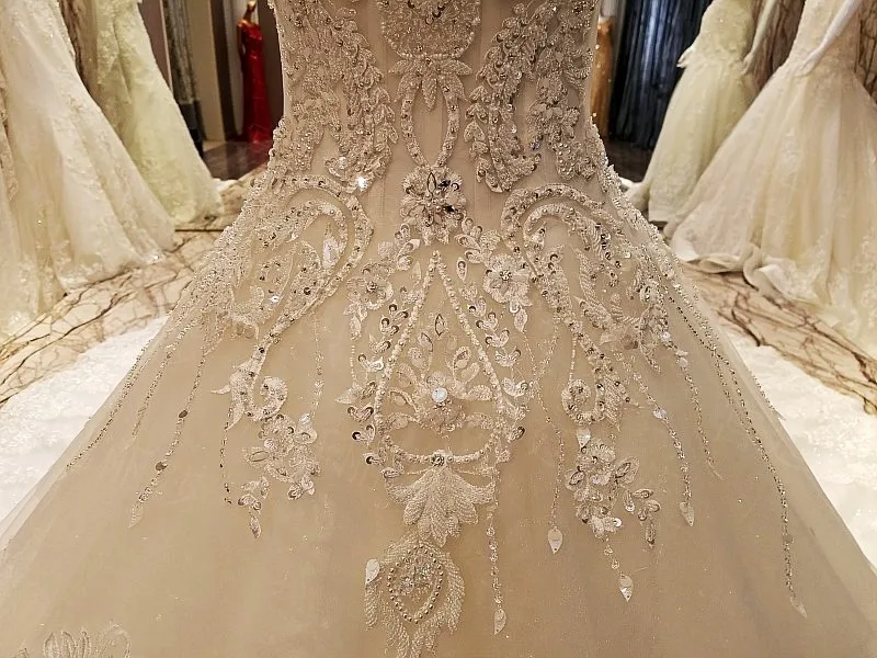 LS69974 турецкие свадебные платья корсет сзади украшенный бисером кристалл