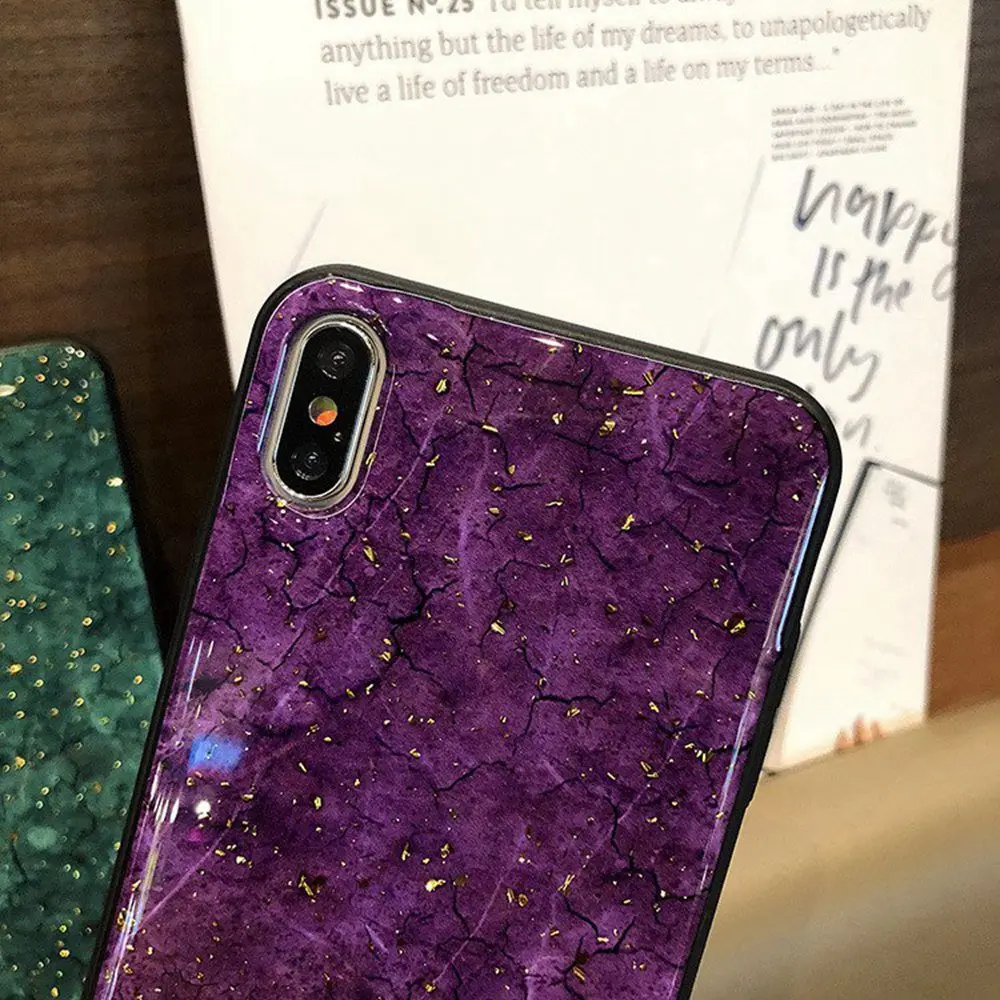 Блестящий Мраморный чехол для телефона iPhone 7 8 Plus XR роскошный цветной X XS MAX Модная