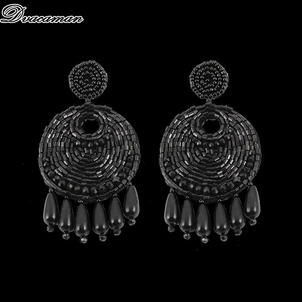 Dvacaman Bohemain, Разноцветные серьги-капли с бусинами для женщин, модные массивные серьги из смолы, свадебные подарки, ювелирные изделия, бижутерия - Окраска металла: 15