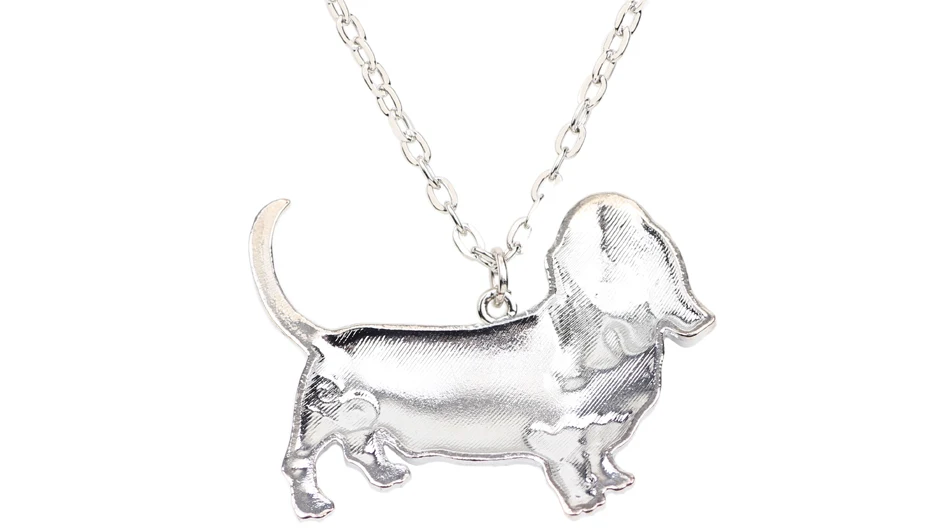 Bonsny эмалированный сплав Basset Hound Подвеска для ожерелья для собак цепь Collier мультфильм животных Ювелирные изделия для женщин девочек любителей домашних животных Прямая поставка