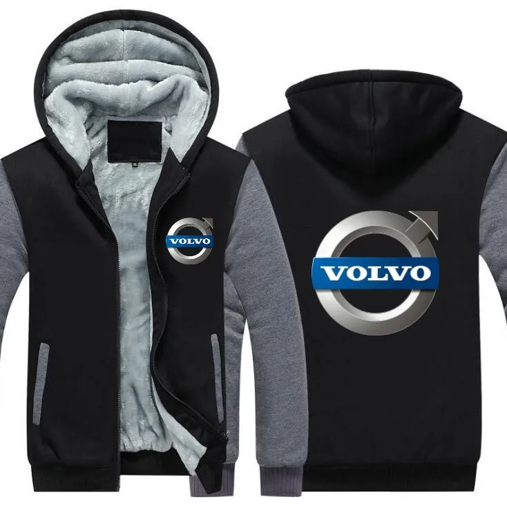Volvo мужская куртка с капюшоном на застежке зимнее флисовое утепленное пальто