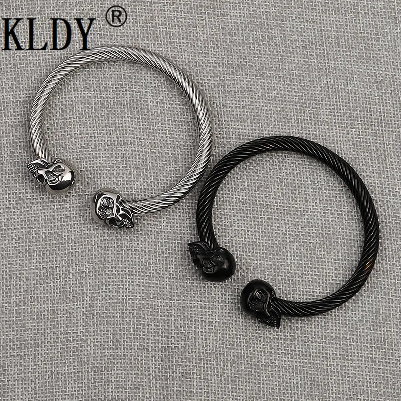 KLDY viking браслет из нержавеющей стали браслет с черепом для мужчин и женщин панк вечерние браслеты Викинги мужские ювелирные изделия Рождественский подарок
