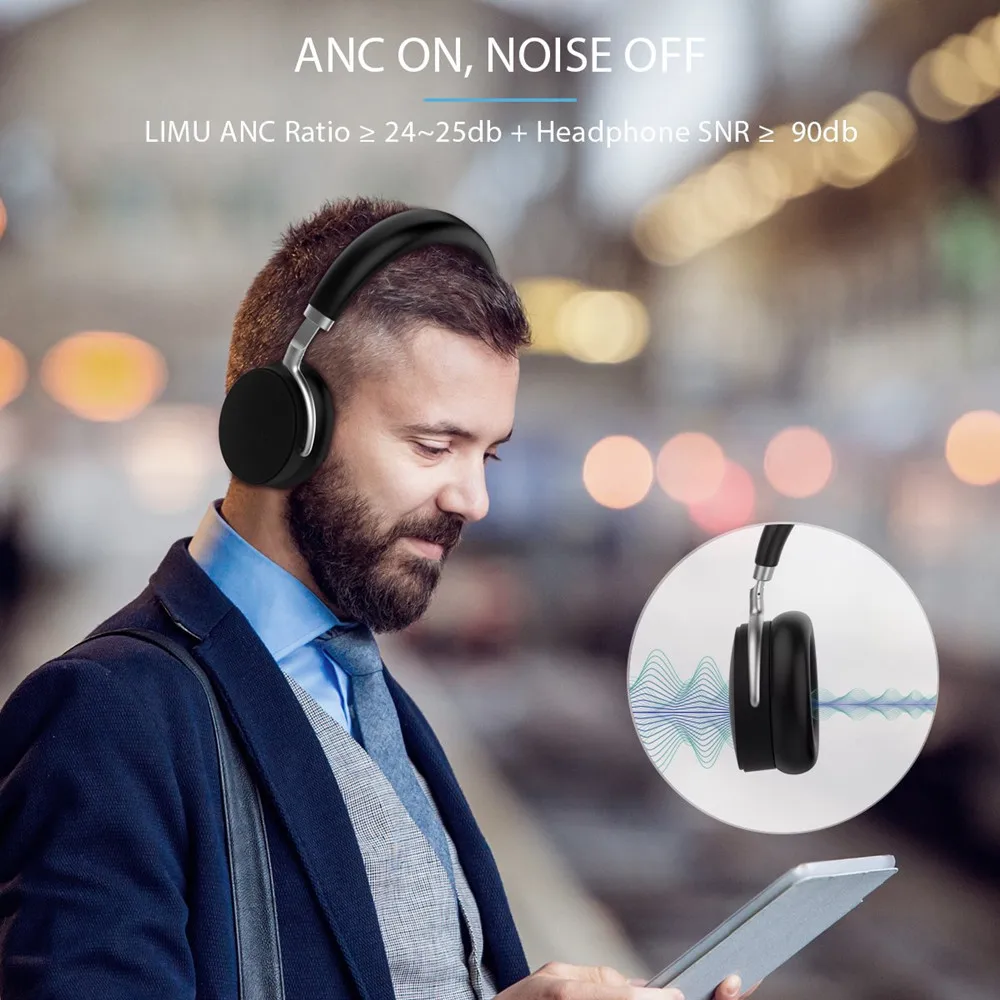 ANC активные Беспроводные наушники с шумоподавлением, Bluetooth 5,0, гарнитура с супер HiFi глубокими басами и ТВ Aptx, низкая задержка/LL 20H