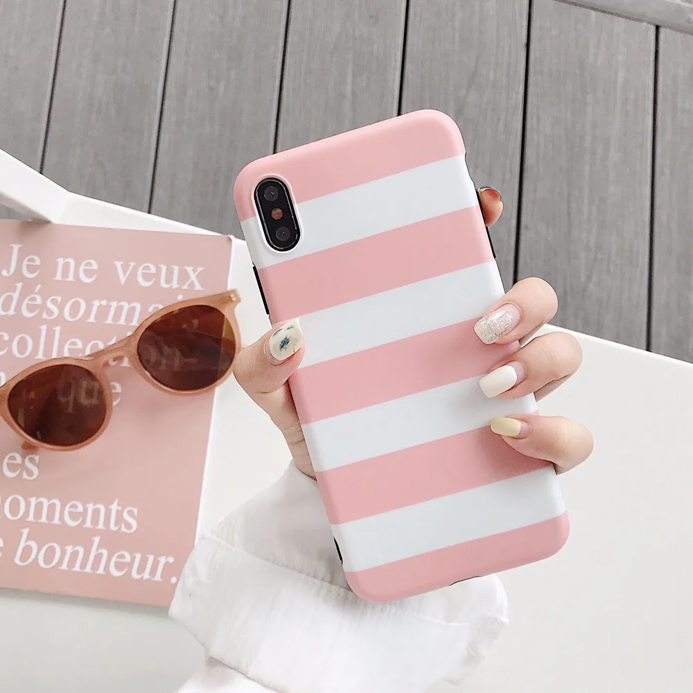 Простой чехол в полоску для телефона Iphone XS MAX X XR 7 8 Plus 6 S силиконовый Coque Fundas