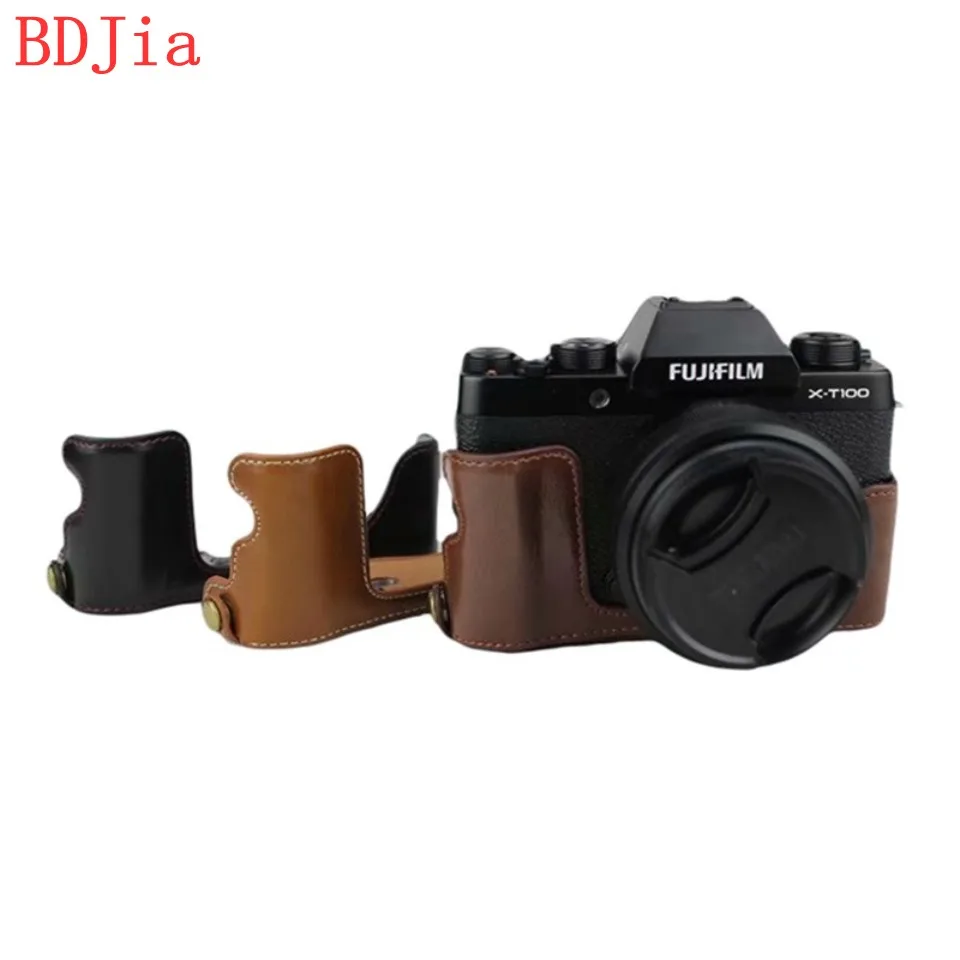 Новая модная сумка для камеры чехол Fujifilm XT100 искусственная кожа половинный
