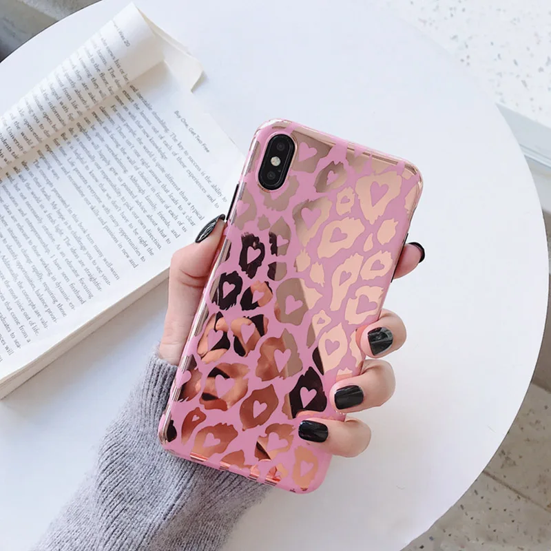Роскошные Лазерные чехлы с леопардовым принтом для телефонов iphone XR XS Max чехол X 8 7 6