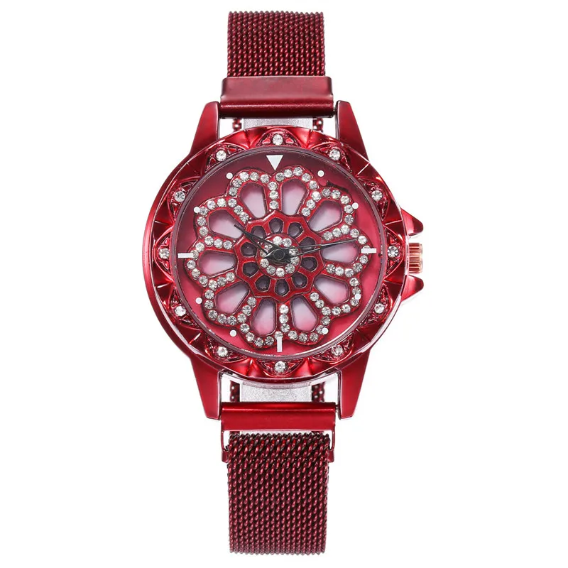 Женские повседневные часы Reloj Mujer золотые сетчатые с цветочным принтом