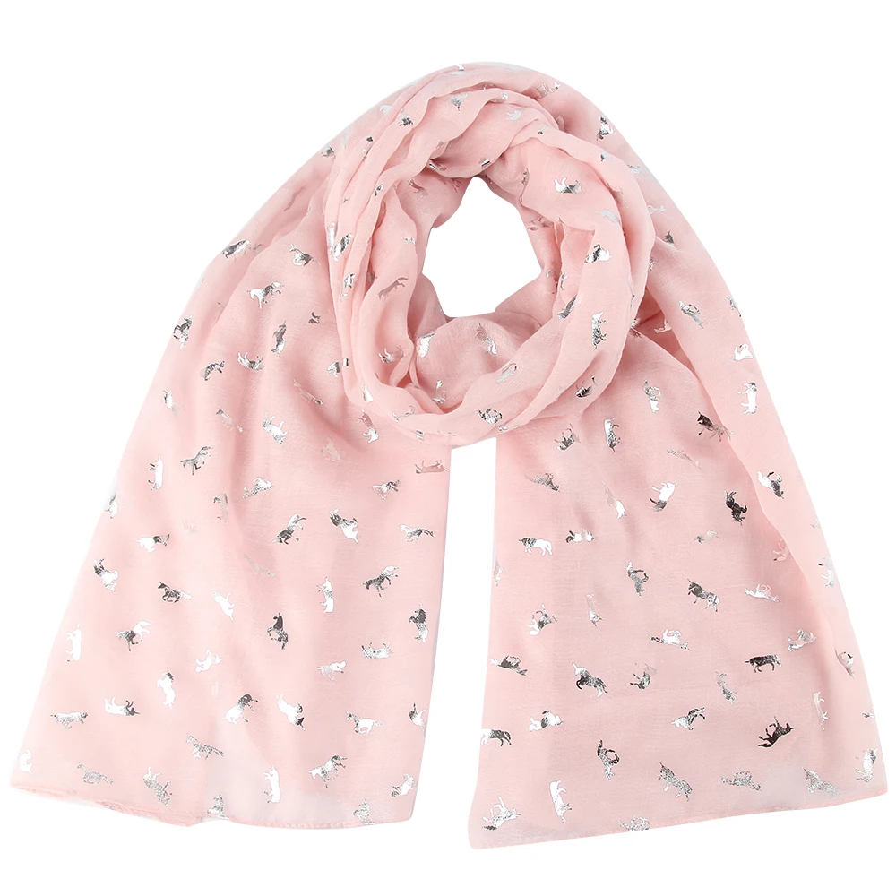 FOXMOTHER Новая мода белый розовый лента из фольги шарф с рисунком лошади блеск