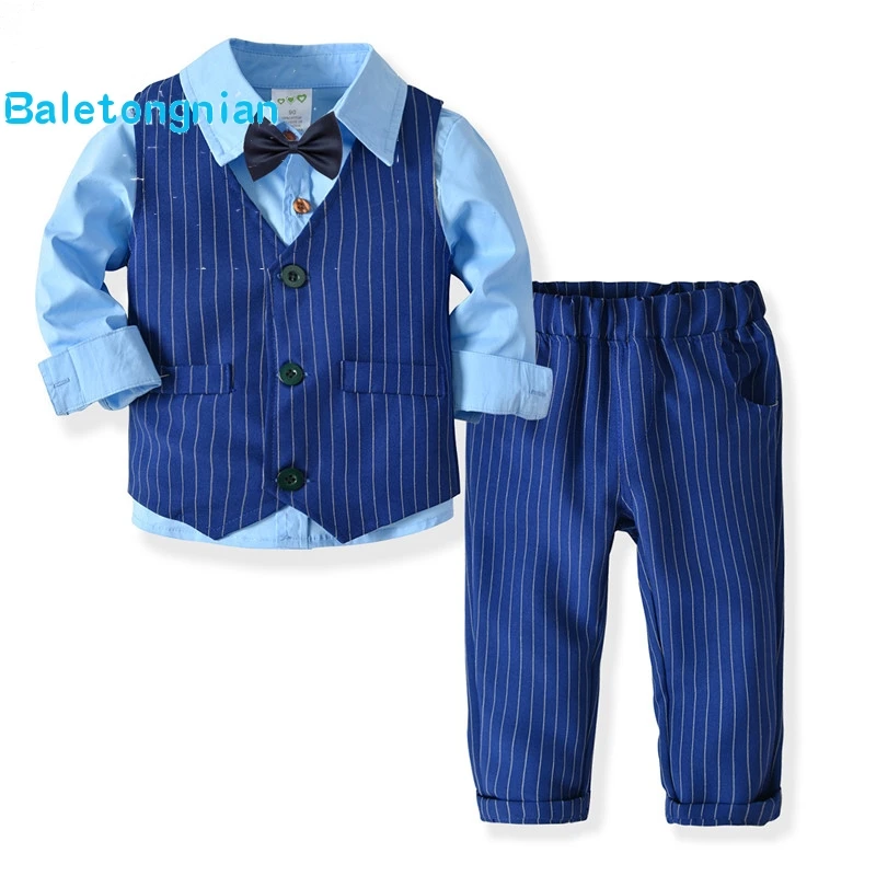 

Одежда для мальчиков, рубашка + жилет + штаны, Roupas Infantis, модная детская одежда для мальчиков, детская одежда для вечеринки, комплекты одежды д...