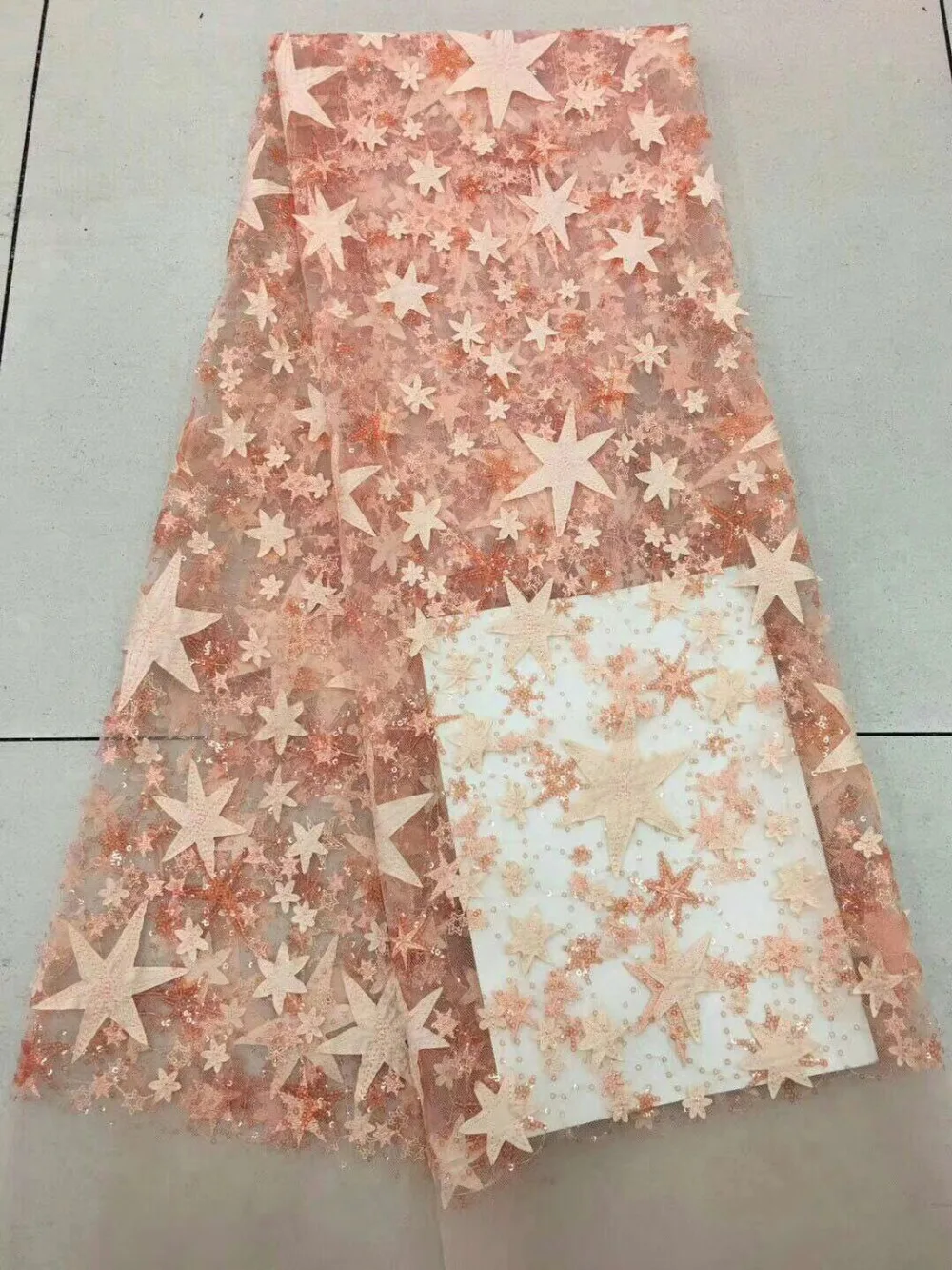 5 ярдов новинка стиль пять звезд фототкань из тюля с вышивкой кружевная ткань для