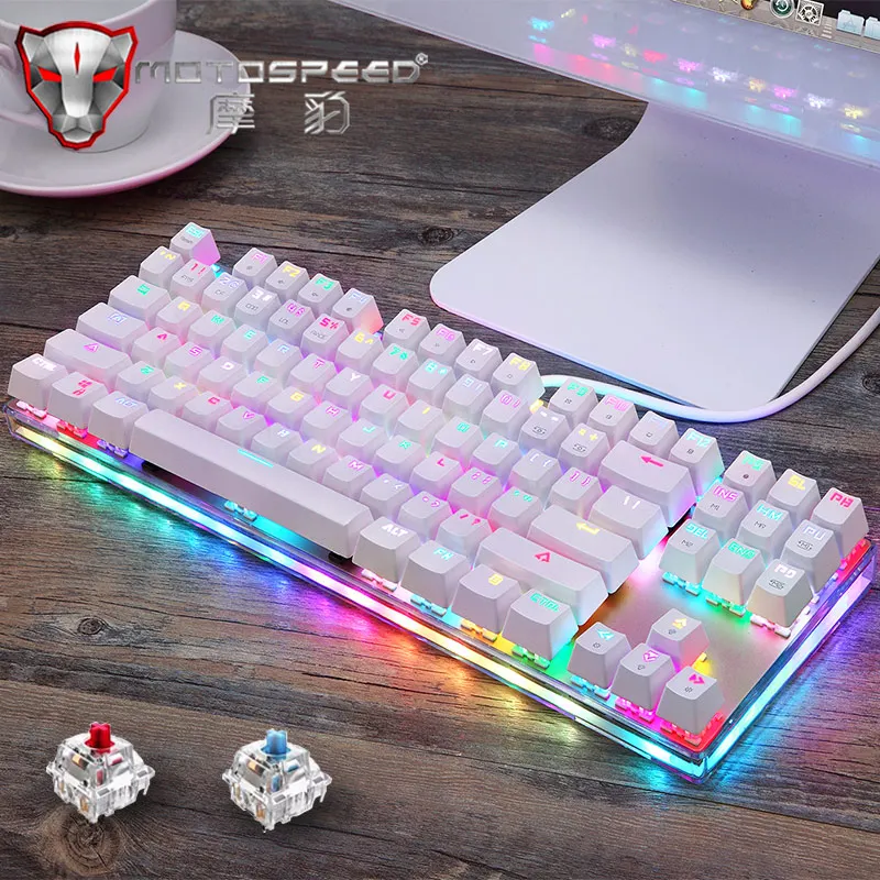 Motospeed K87S игровая механическая клавиатура 87 ключ анти-ореолы красный/синий переключатель RGB подсветка Проводная клавиатура для компьютерного геймера