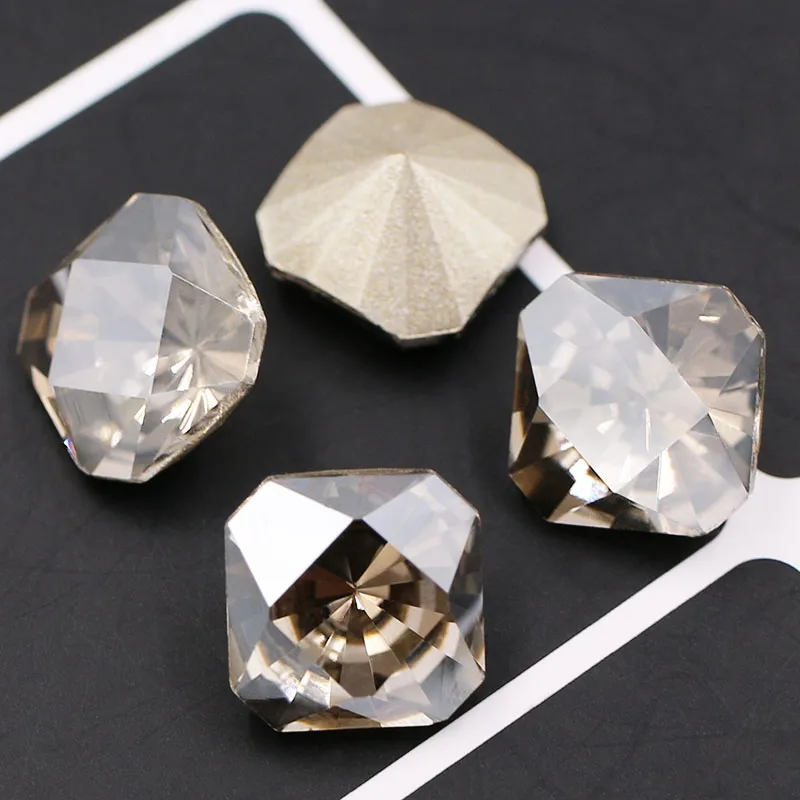 Sliver color Новое поступление, стеклянные остроконечные Стразы, высокое качество, квадратные Восьмиугольные хрустальные клеевые Стразы для ногтей/сережек - Цвет: Sliver color