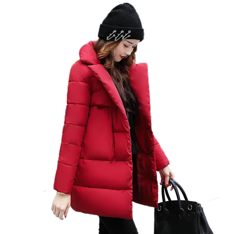 2018 fashion women winter coat turn down collar covered button female outerwear parka warm jacket loose jaqueta feminina | Верхняя
