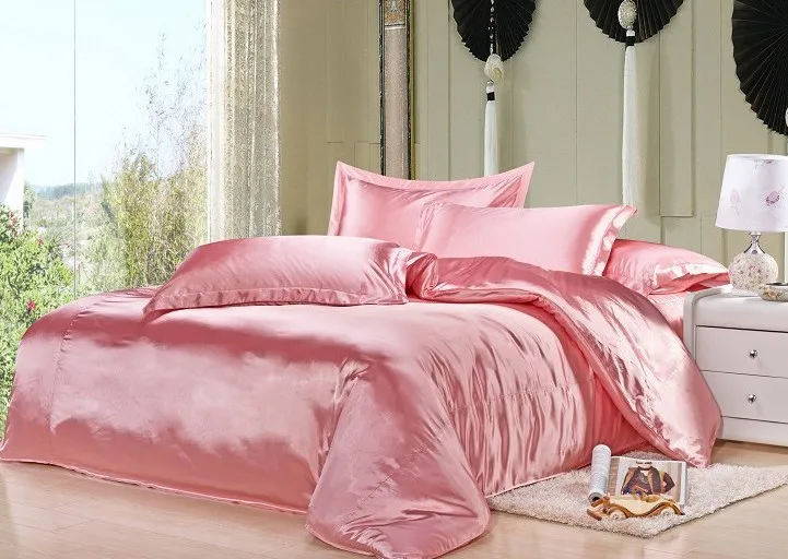 PalePink quilt cover Шелковый атлас Набор пододеяльников для пуховых одеял одеяло Чехлы для мангала покрывало Доона Постельные принадлежности CAL super king size Queen полный двойной twin один покрывало настроить - Цвет: PalePink quilt cover