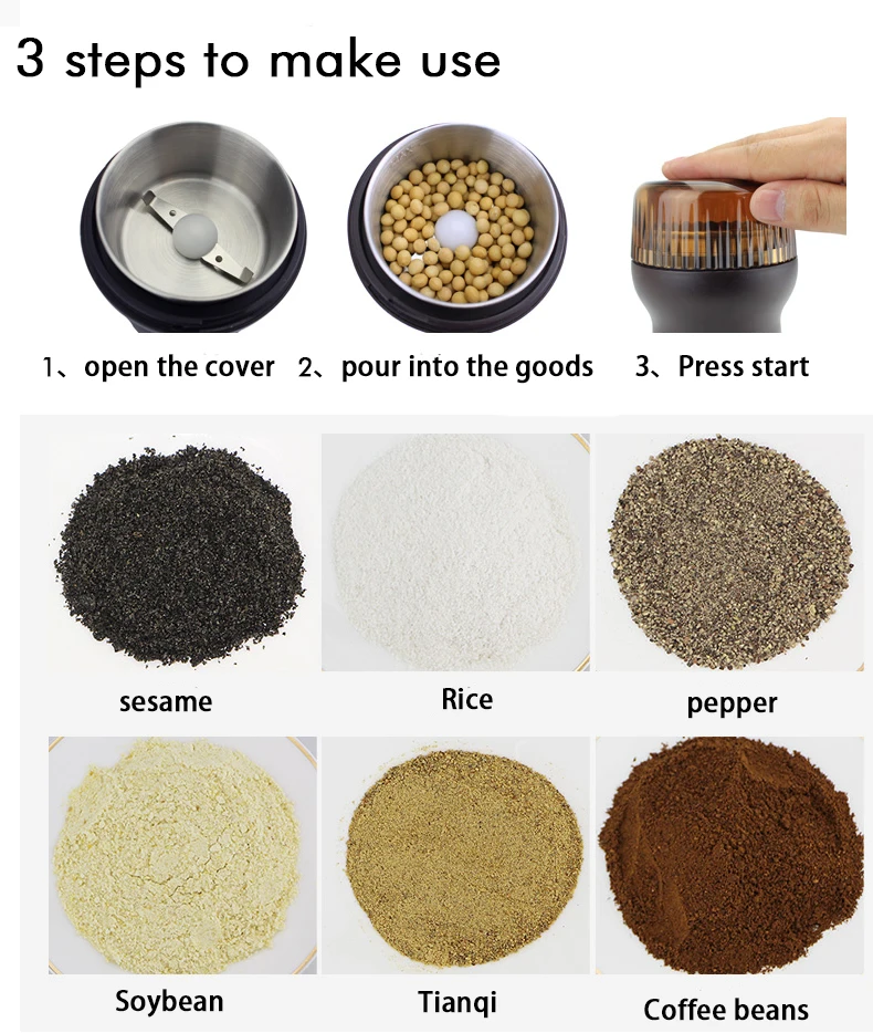 Электрическая кофемолка для специй с лезвиями из нержавеющей стали мельница