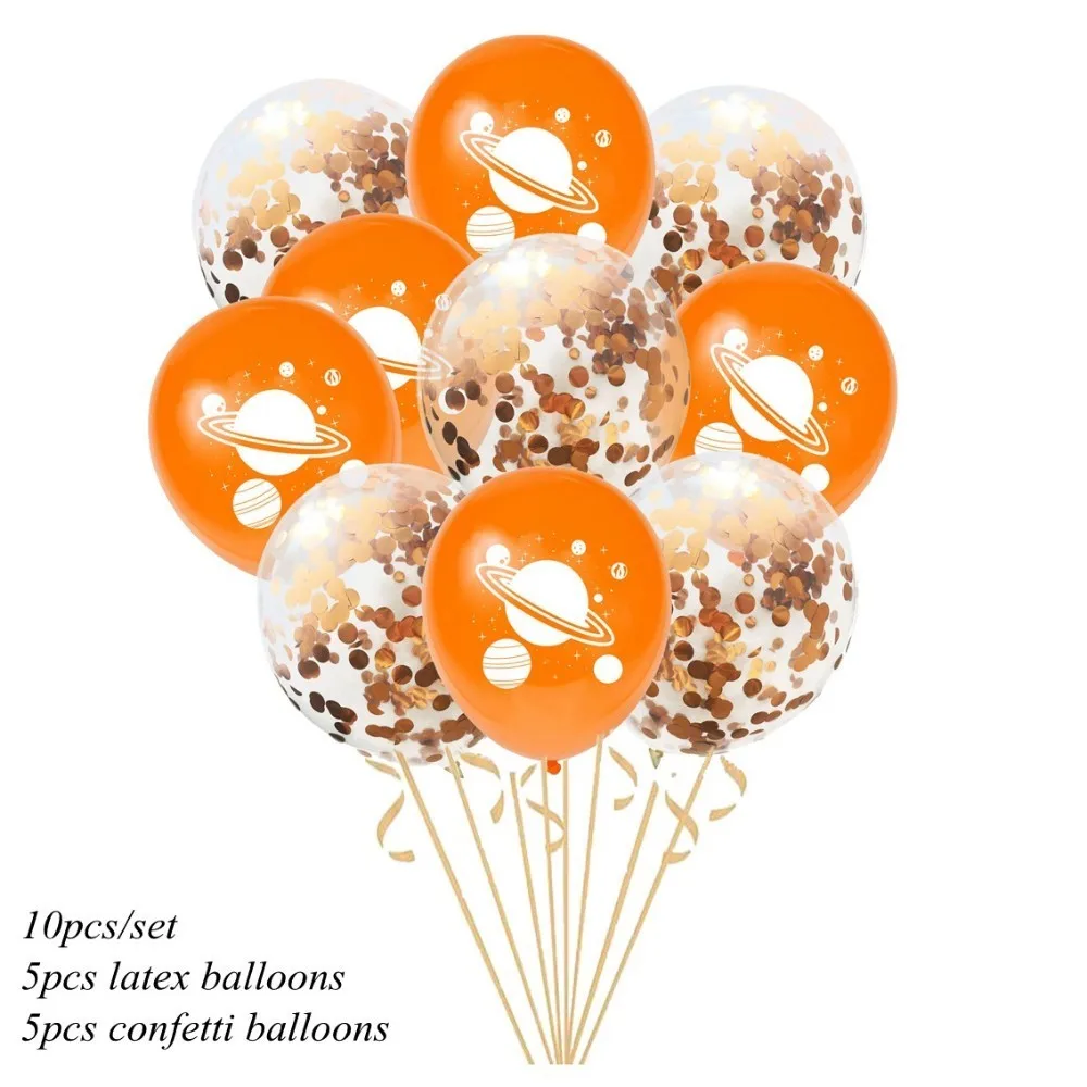 10pcs confetti orang 1 набор, Вселенная Галактика, тема, космические шары, космонавты и ракеты, воздушные шары, день рождения, детские игрушки, принадлежности для душа - Цвет: 10pcs confetti orang