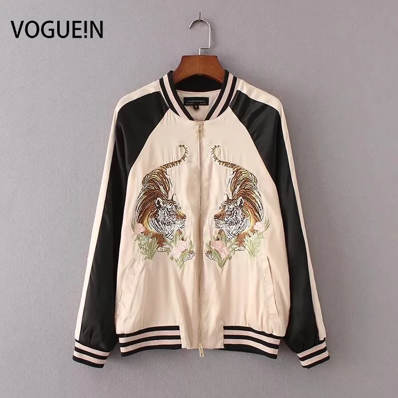 VOGUEIN, новинка, женская, Дамская, тигровая, премиум, с вышивкой, Sukajan Yokosuka, куртка-бомбер, пальто, размер, SML