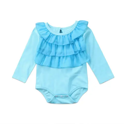 Многослойное Кружевное боди для новорожденных девочек комбинезон с длинными