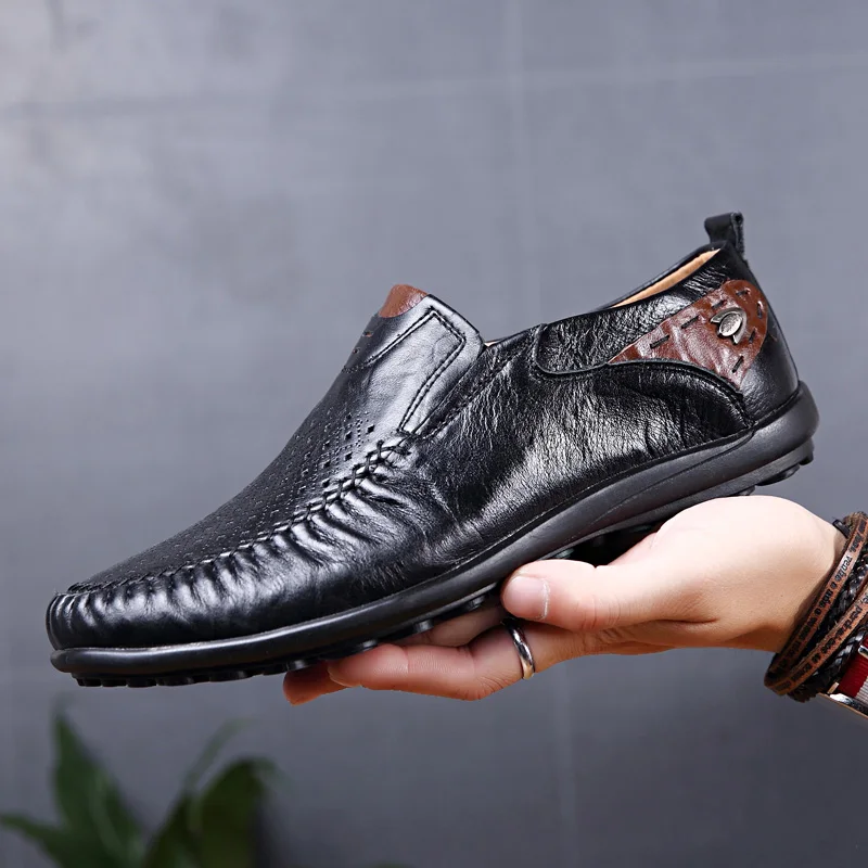 Men Shoes Luxury Brand Genuine Leather Casual Driving Loafers Moccasins Slip on Italian Summer for JKPUDUN | Обувь