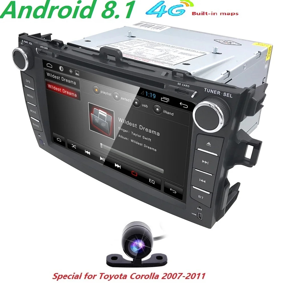 Hizpo 8 дюймов Автомобильный Стерео gps для Toyota corolla 2008 2007 2009 2010 2011 мультимедийное