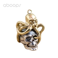 bicolor 925 sterling silver skull pendant with gold octopus for men boysfree shipping