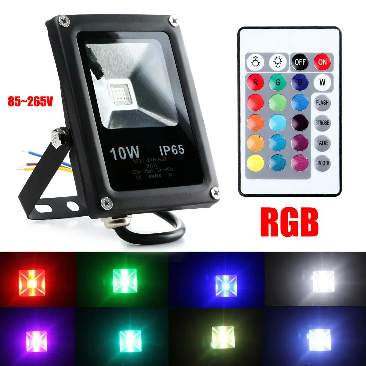 Светодиодный прожектор RGB 10 Вт водонепроницаемый IP65 наружный плоский