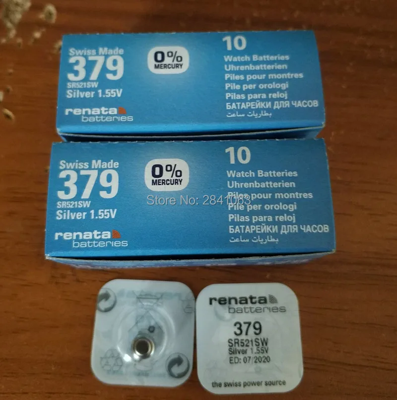 100 шт. часы с оксидом серебра renata 379 SR521SW 521 1 55 V 100% оригинальный бренд батарея |