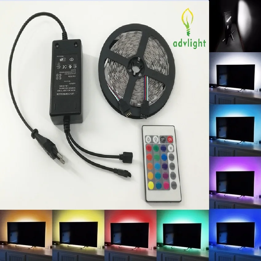 RGB 5 м SMD5050 Изменяемая цветная светодиодная полоса с датчиком драйвера пульт