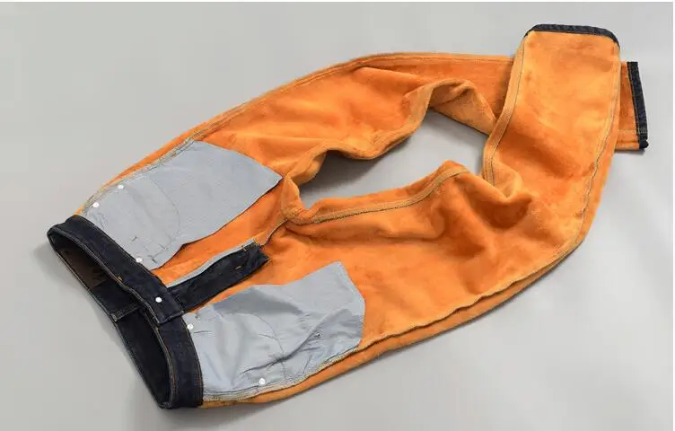 Мужские зимние теплые прямые джинсы с бархатной подкладкой мужские классические