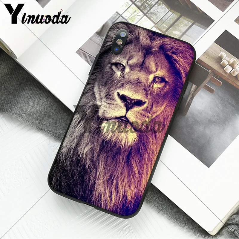 11pro MAX животные Лев умный чехол черный мягкий для телефона iPhone X XS 6 6S 7 7plus 8 8Plus 5 5S
