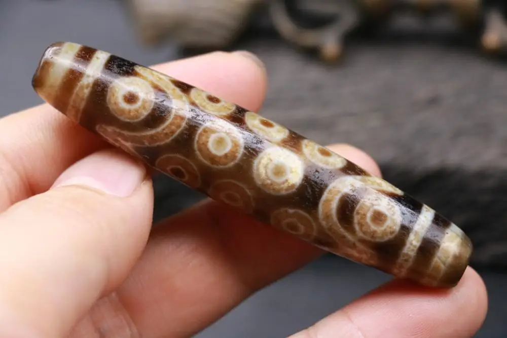 Energy Magic Power Tibetan Old Agate 21 Eye 4 Line Long dZi Bead Totem 79MM Amulet Talisman Treasure Making Jewelry LKbrother | Украшения и