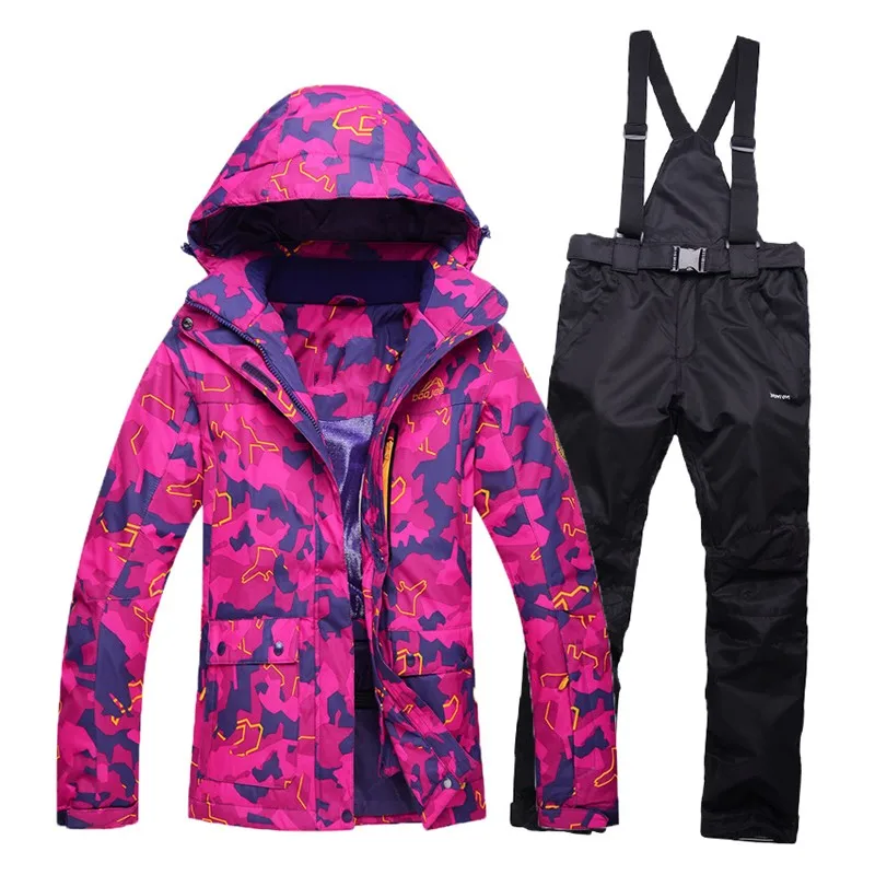 

Outdoor Sports Women Ski Jacket+Pants Suit Set Windproof Waterproof Winter Sports Jacket Trousers Snowboard Mountain Clothing