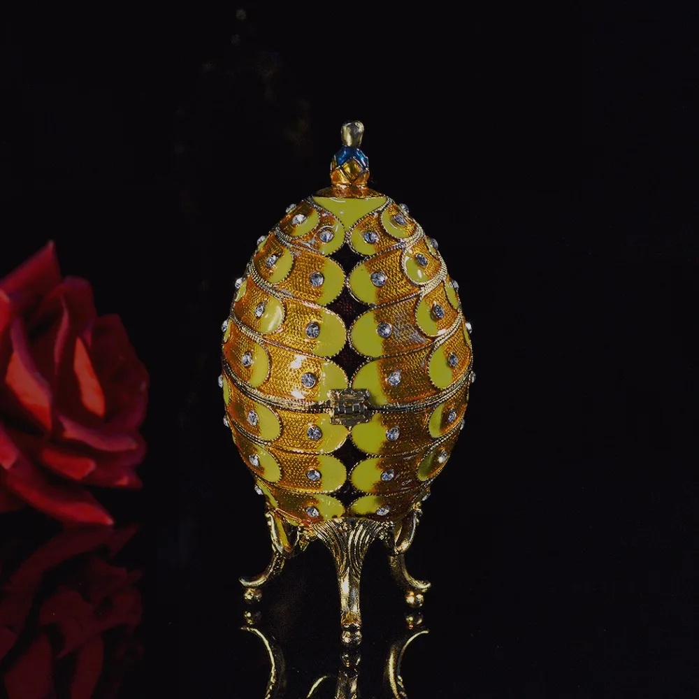 QIFU Новое поступление красивое яйцо Faberge с павлином коробочки-безделушки для