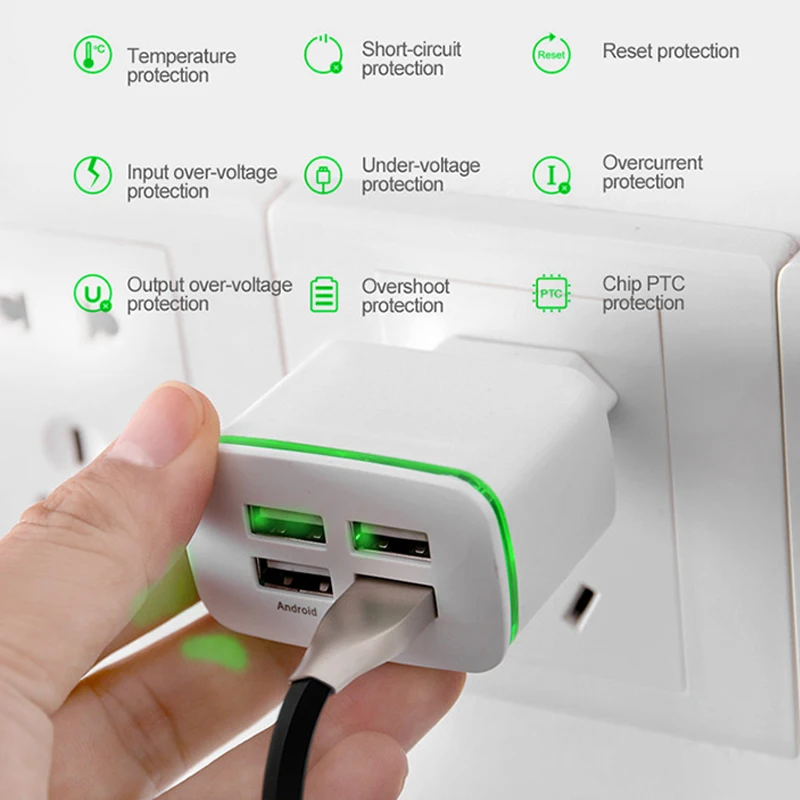 4 Порты 5V 2.1A дорожное зарядное устройство USB Зарядное устройство адаптер Портативный для iPhone samsung телефон Зарядное устройство Micro Тип-C кабель для быстрой зарядки