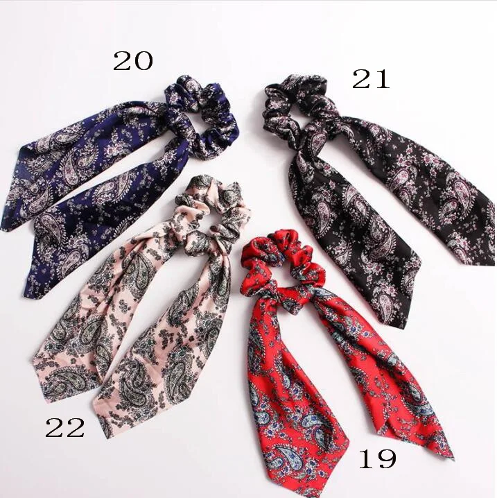 Vintage Women Headwear Turban DIY Bow Streamers Hair Scrunchies Ribbon Ties Horsetail Head Wrap Accessories F307 |