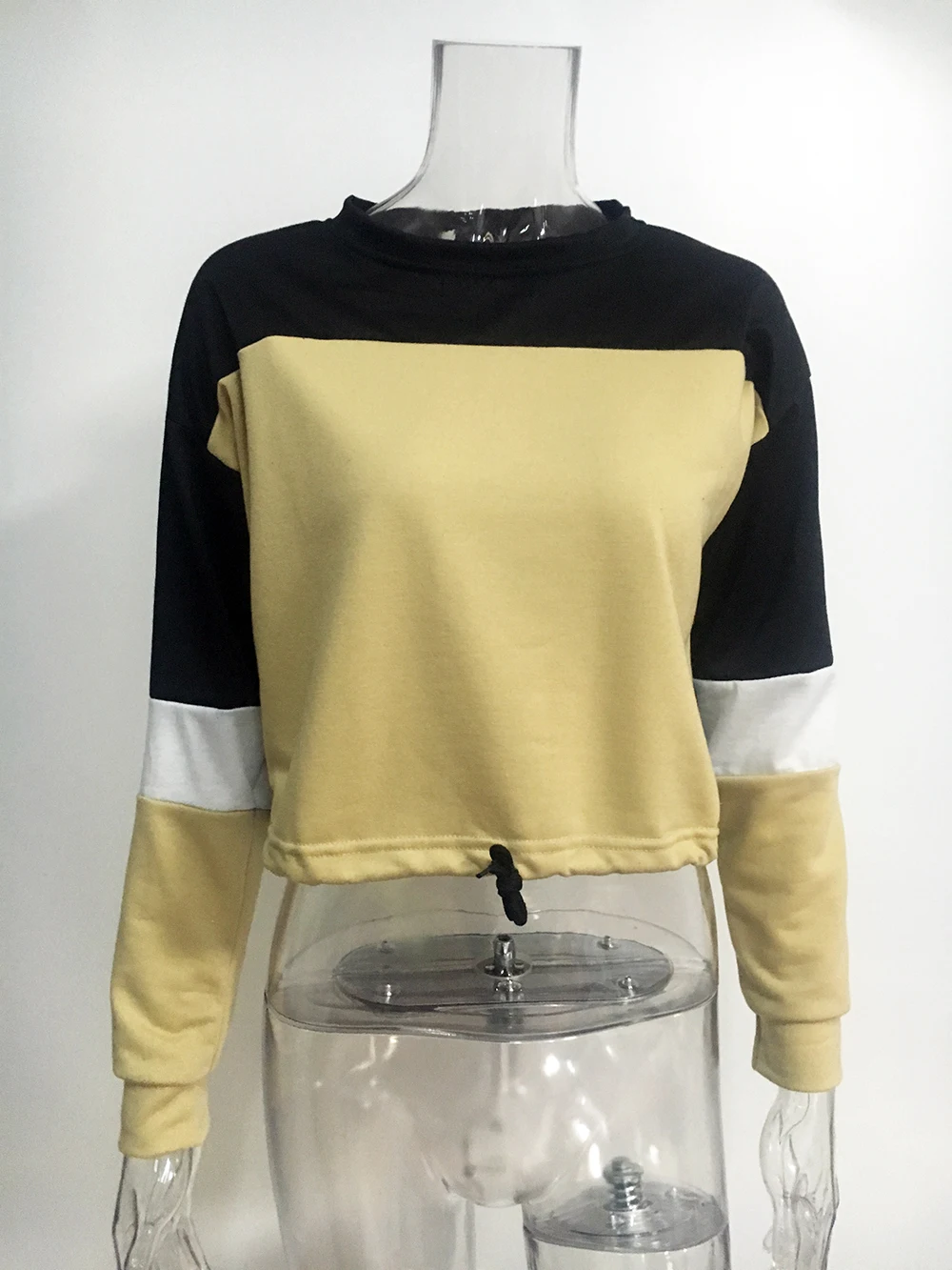 2018 New Women Autumn Winter Casual Hoodies Woman Sexy O Neck Patchwork Long Sleeve Lace Up Elegant Loose Sweatshirt Crop Tops | Женская
