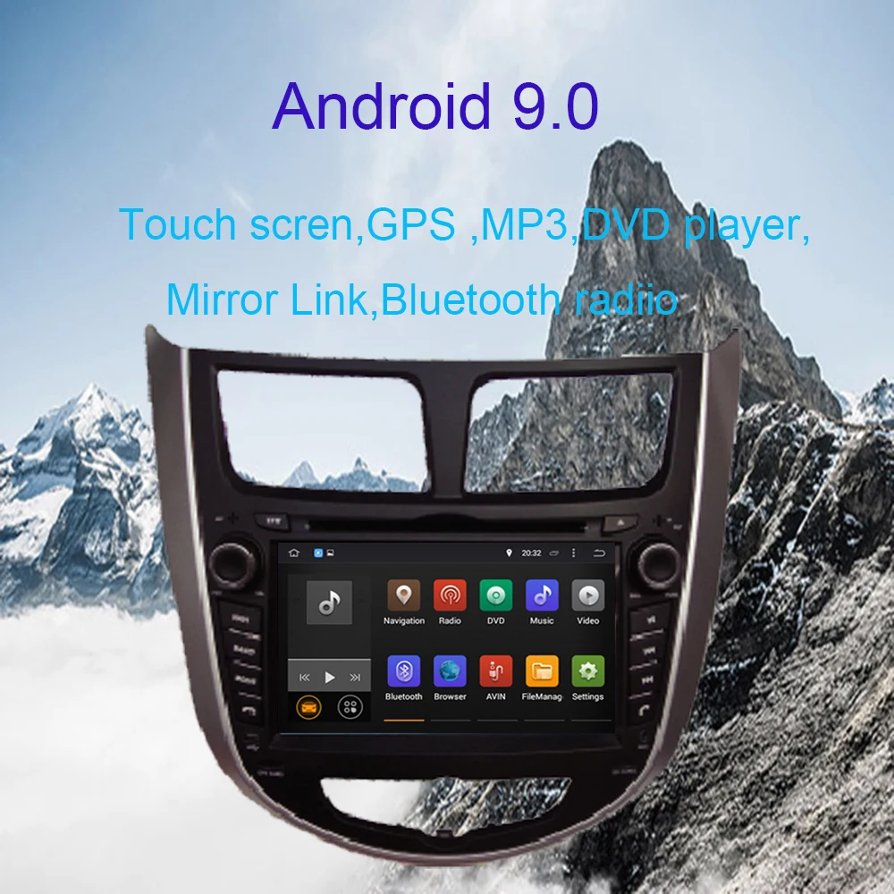 Android 9.0 car dvd for Hyundai Verna/Accent/Solaris/Grand Avega Hatchback/Accent Blue/Accent WIT Hatchback 2011- GPS player