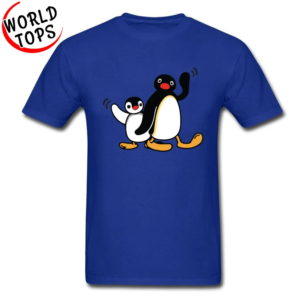 Pingu Pinga футболки с рисунком пингвинов 100% хлопок круглый вырез мужские топы