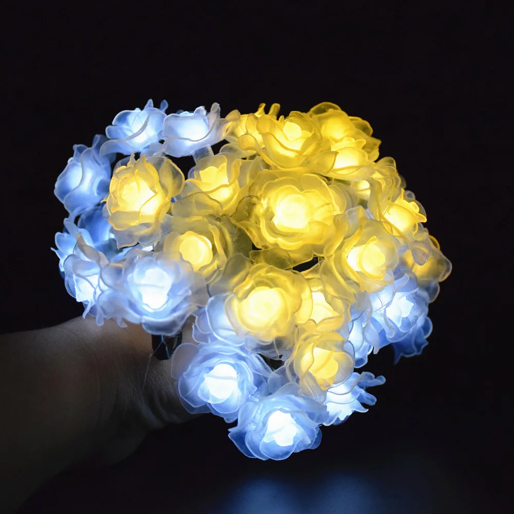 6 м розы гирлянда солнечное освещение гирлянды с Панели солнечные гирляндой