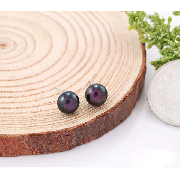 Женские серьги гвоздики серебряного цвета с жемчугом 7 мм и 8 мм|pearl stud earrings|stud