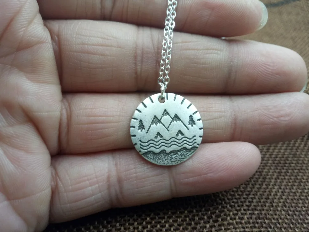 10pcs Fashion nature pine tree pendant Camping in the river vmountain necklace Lover Gift woman necklaces SanLan | Украшения и