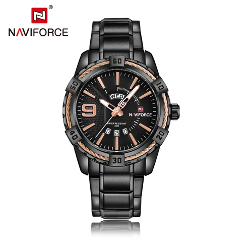 NAVIFORCE Топ люксовый бренд мужские золотые часы мужские часы Дата Неделя наручные часы модные современные повседневные бизнес Relogio Masculino - Цвет: B R G