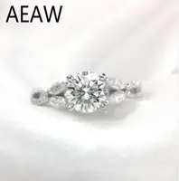 1 Carat ct 6.5mm D color Round Cut Engagement&Wedding Moissanite Diamond Ring Double Halo Ring Genuine 18k White Gold