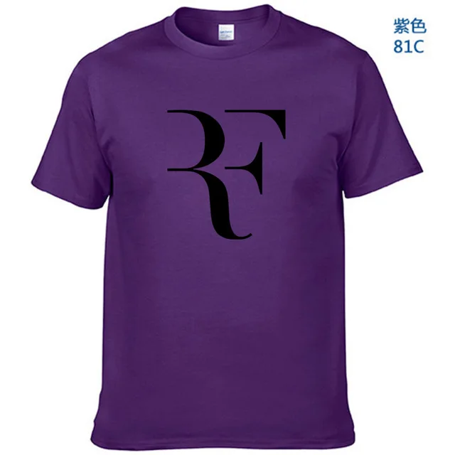 Летняя модная футболка с буквенным принтом Мужская футболка для фитнеса Roger Federer Homme уличная хлопковая Футболка в стиле хип-хоп - Цвет: Purple-B