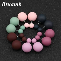 btuamb new maxi double sides big ball pearl earrings simple style candy color rubber stud earrings for women accessories bijoux