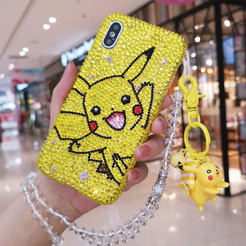 Для iPhone XS max XR X Роскошный чехол shelliemei с блестящим бриллиантом милый чехол Duffy для iPhone 8 8plus 7 7plus 6 6S 6splus+ шикарный ремешок - Цвет: case strap pendant