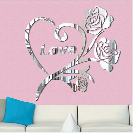 Бесплатная доставка милый розовый акриловый цветок наклейка на стену 3D