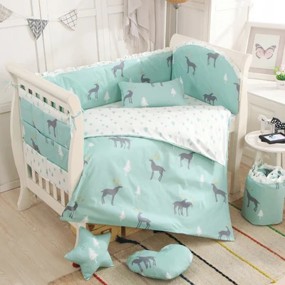 

6/9pcs Elk baby bedding set kit berço cotton crib bedding set Bed around baby quilt cover blanket whole 120*60/120*70cm